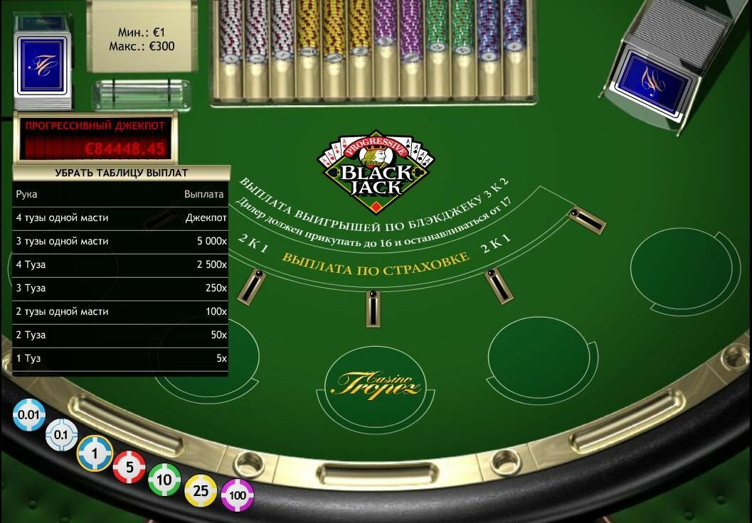 Progressive blackjack in online casino Tropez